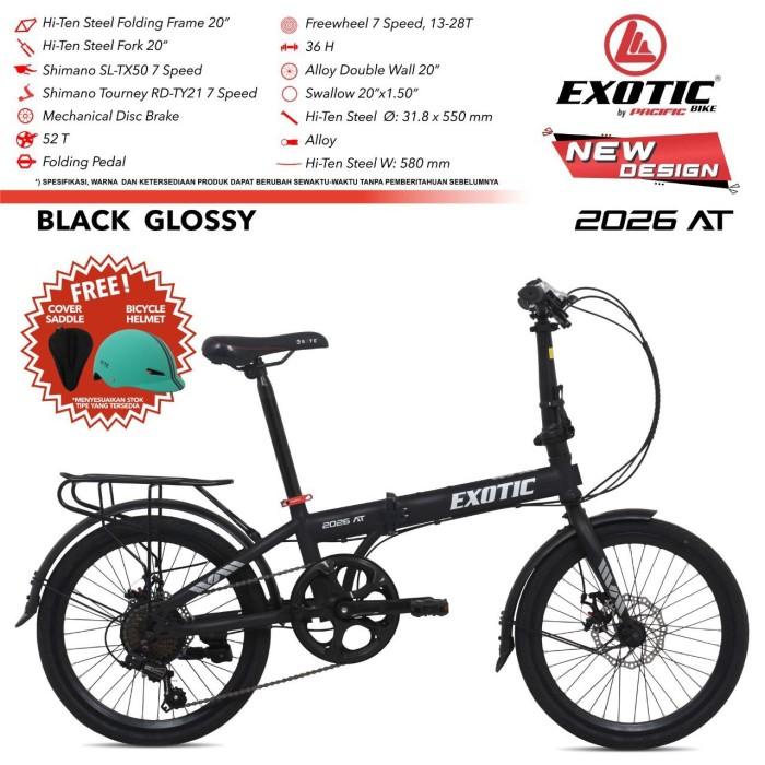Sepeda Sepeda Lipat Exotic 20" 2026 Mt 6.0 Vt Disc Velg Tinggi Seperti Noris