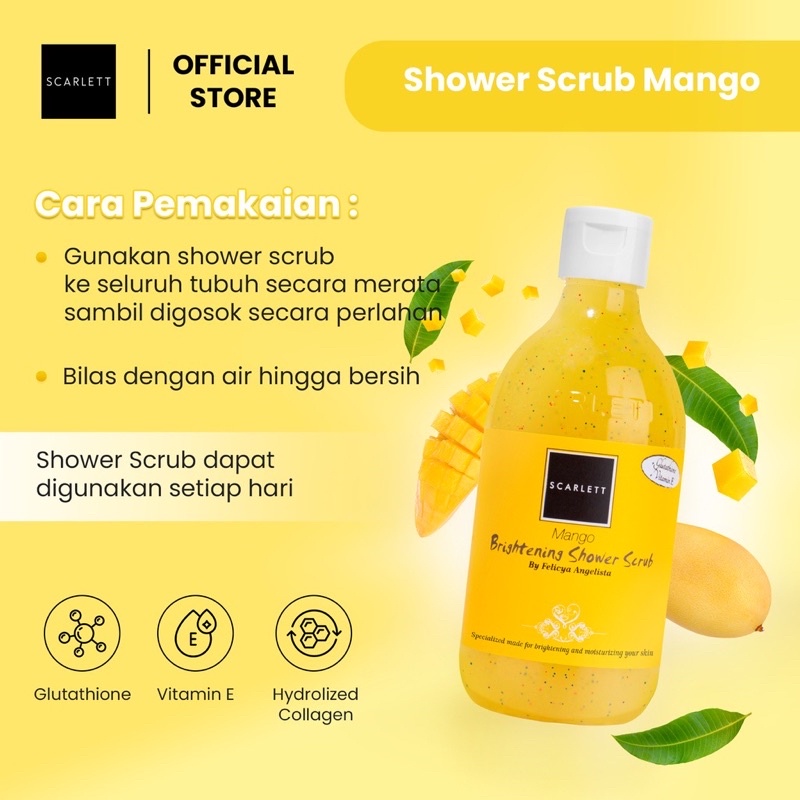 Scarlett Whitening Shower Scrub Manggo 300ml