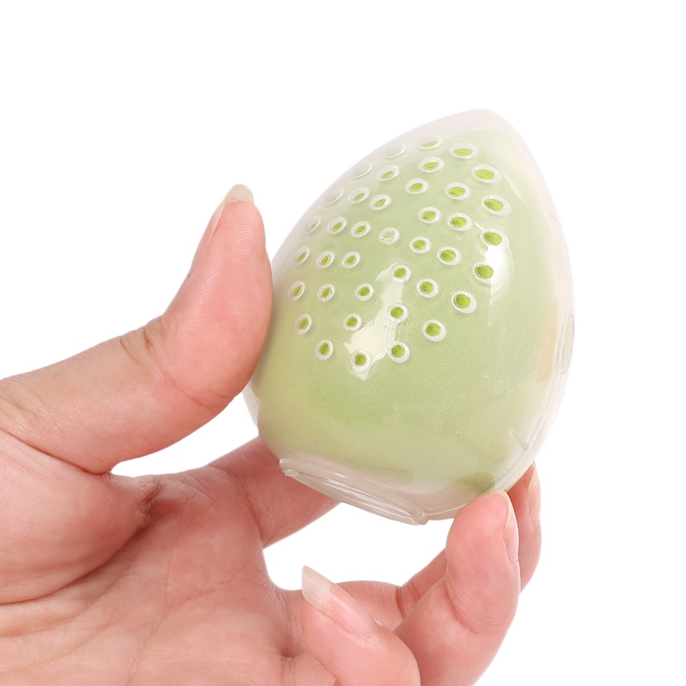 Rak Pengering Penyimpanan Puff Bedak Bentuk Telur Transparan Breathable Tahan Debu Portable