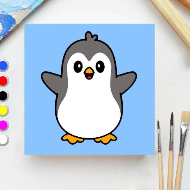 

Paint by number Belajar Melukis ANIMAL Painting kit/Set DIY Anak - Pinguin