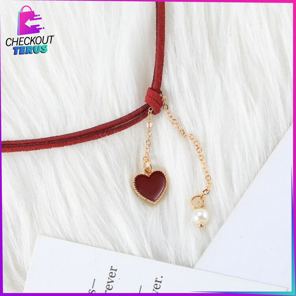 CT K126 Kalung Choker Necklace Wanita Bentuk Love Mutiara Korean Style Aksesoris Wanita Import Kalung Wanita Korea