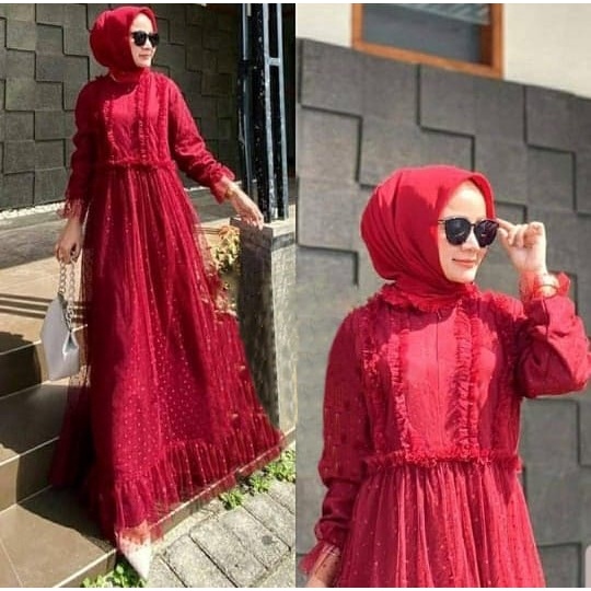 O2 Fashion / Maxi Hainun / bisa cod gamis tile model terbaru