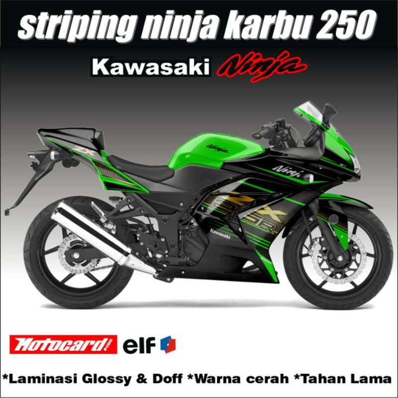 Decal Striping Ninja 250 Karbu / Decal Sticker Kawasaki Ninja 250 karburator / Sticker Variasi Motor