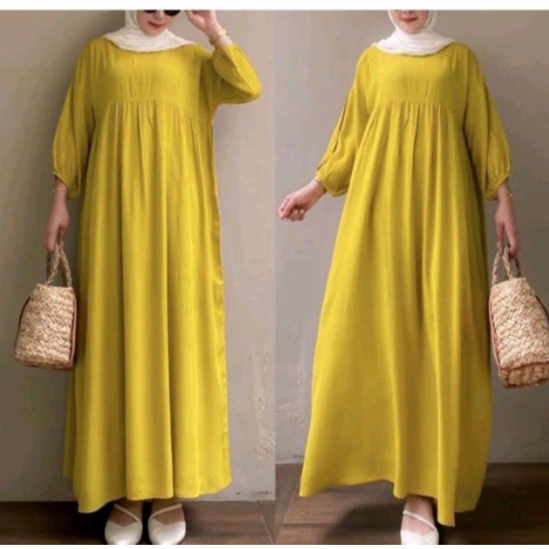 PAKAIAN WANITA GAMIS BAJU WANITA GAMIS JUMBO TANGAN PANJANG BAHAN RAYON PREMIUM LD 120CM NON BUSUI