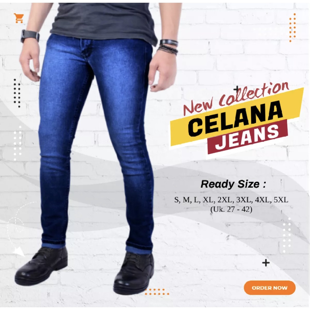 celana panjang pria jeans slimfit / celana jeans pria pensil kekinian promo