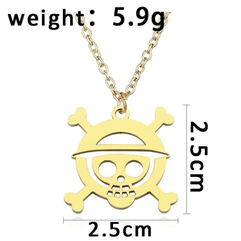 Mxbeauty Skeleton Kalung Perempuan Rantai Klavikula Unik Hip Hop Emas Perak Anti Karat Perhiasan Anime Sweater Rantai Bajak Laut Liontin Gaya Korea Kalung