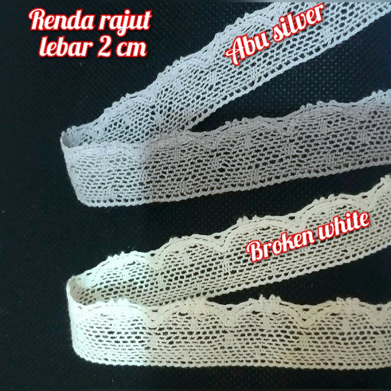 per rol 15 yard,renda rajut lebar 2 cm