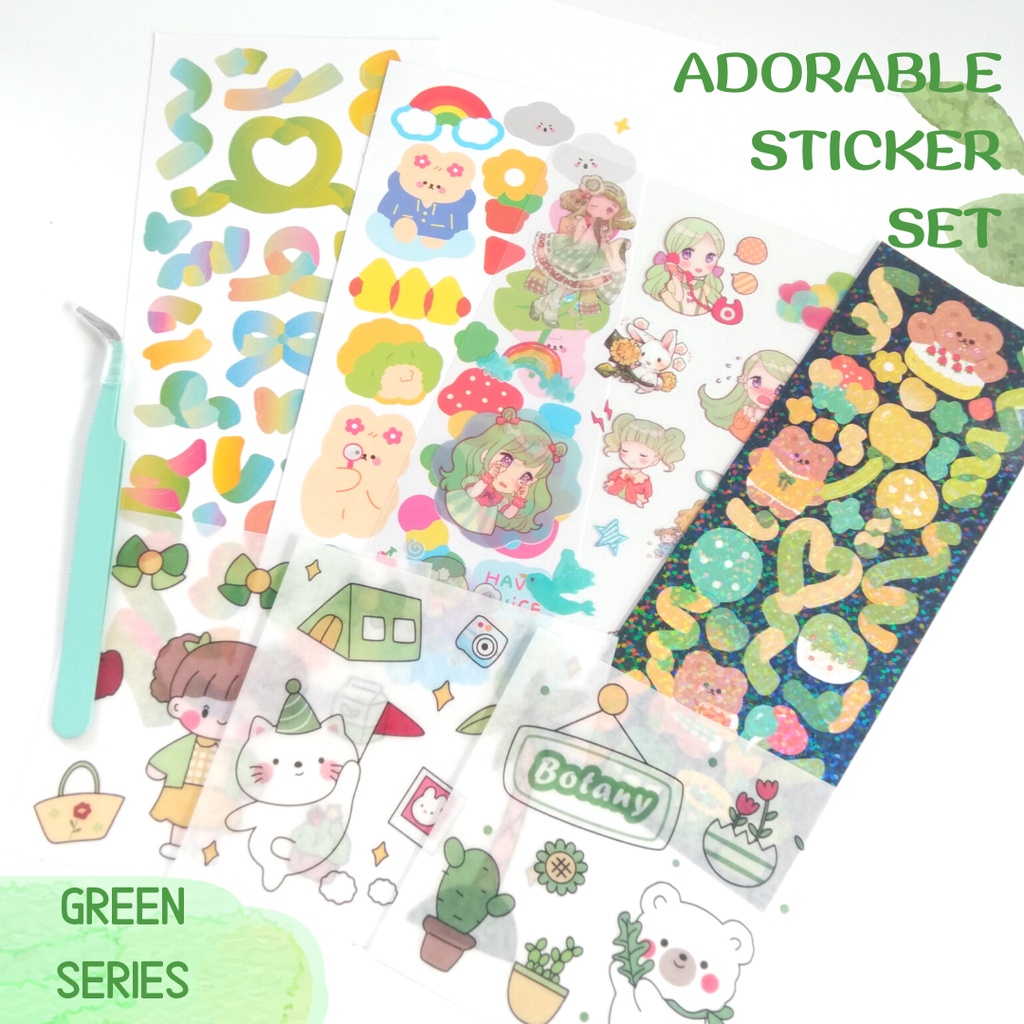 

adorable sticker set-green series