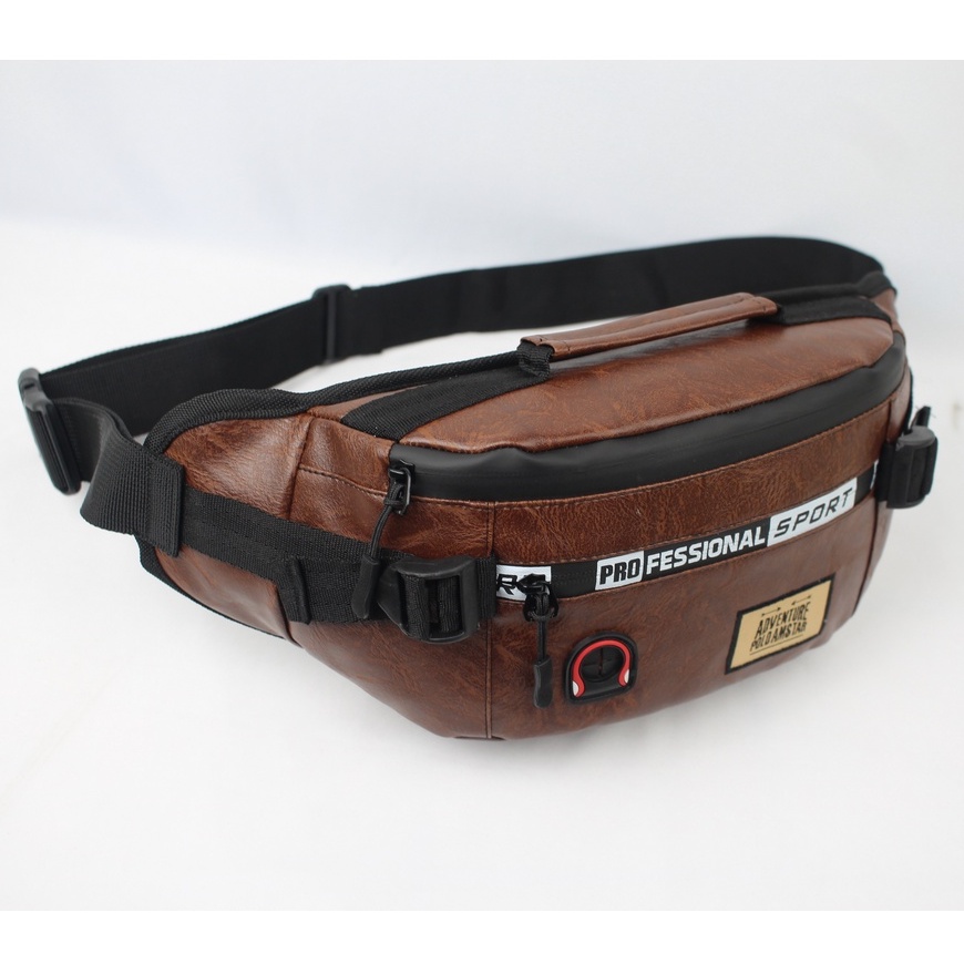 Tas PriaWaistbag Waterproof Bahan Kulit PU Leather Original Polo Amstar 100% Real Picture Tas Pinggang Tas Selempang Bahu