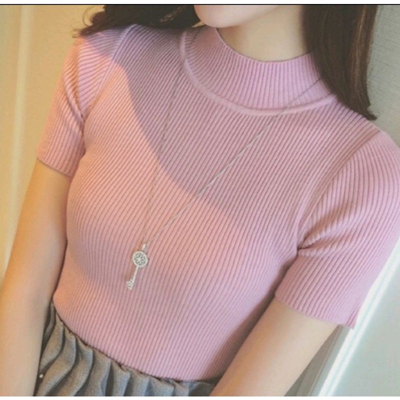[COD]Inner wanita- turtle neck korean lengan pendek super premium