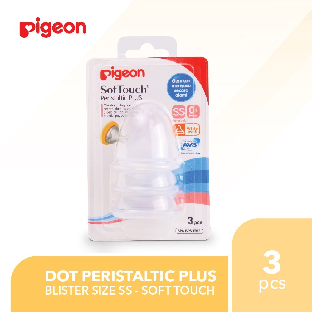 Dot PIGEON Peristaltic Plus wide neck blister 3pc BPA FREE