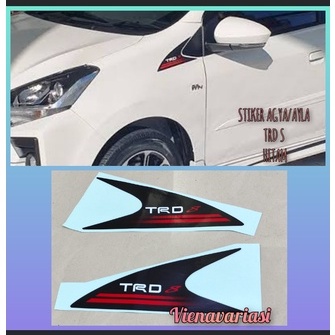 Stiker Mobil Sticker Toyota Agya/Ayla TRD S Depan Samping Kaca Spion Hitam