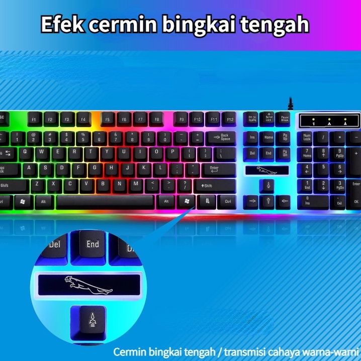 Keyboard Dan Mouse Gaming PC Full Set LED RGB Waterproof Acetech G21B Untuk PC Komputer Laptop