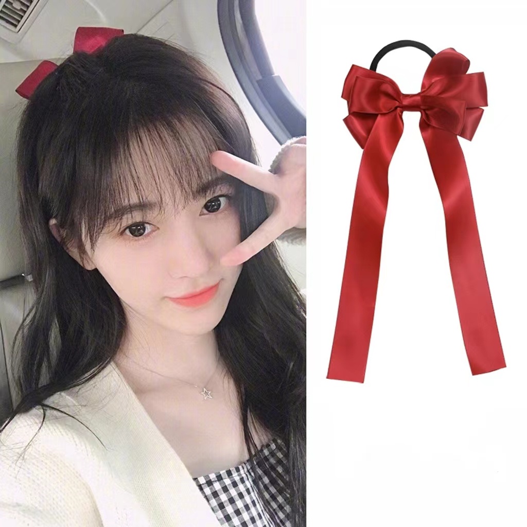 Aksesoris Rambut Wanita Model Pita Warna Merah Casual Fashion Korean Import