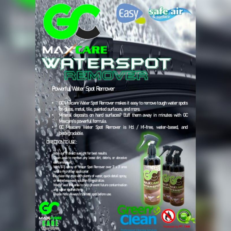 WATERSPOT REMOVER GC MAXCARE PEMBERSIH JAMUR KACA PLASTIK CHROME SPION 250ml