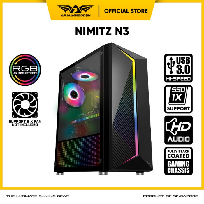 Armaggeddon Nimitz N3 Excellent ATX Gaming PC Case with RGB Lightning