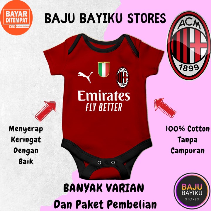 Jumper Bayi Perempuan New Born Murah 0 6 Bulan Logo AC Milan Jersey Jamper Bayi Laki Laki Karakter L