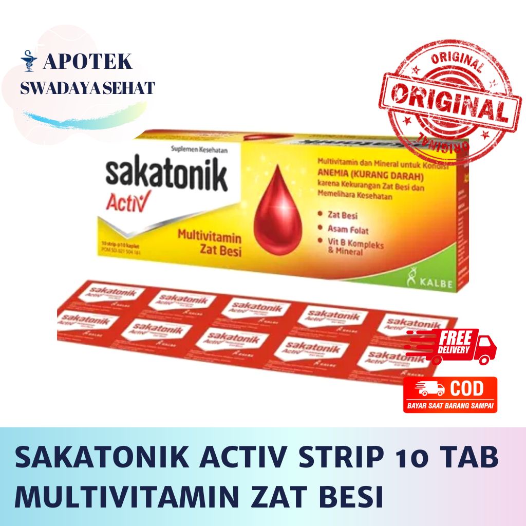 SAKATONIK ACTIVE Strip 10 Tablet - Multivitamin Zat Besi Penambah Darah Anemia
