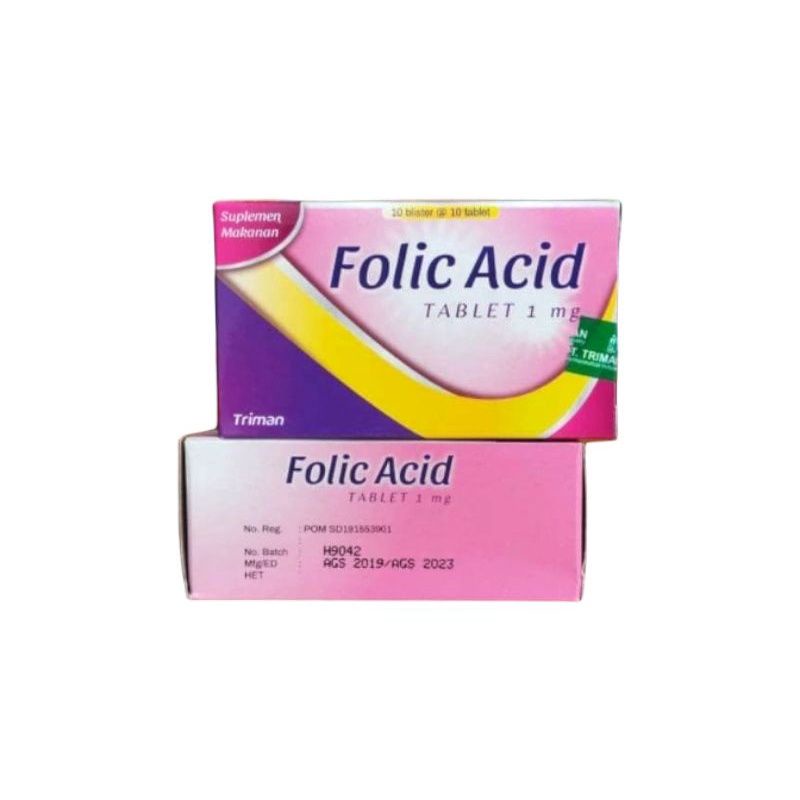 FOLIC ACID 1000 MCG 10 BLISTER ISI 100 Tablet ASAM FOLAT IBU HAMIL MENYUSUI PROMIL TRIMAN