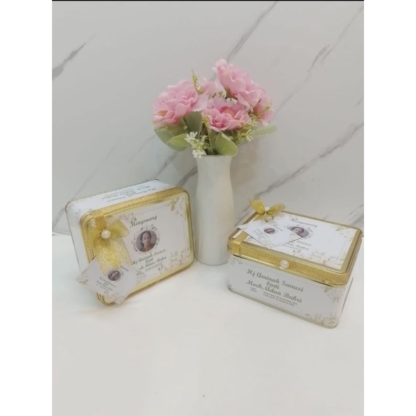 Souvenir kotak kaleng/Hampers kaleng custom desain/Aqiqah