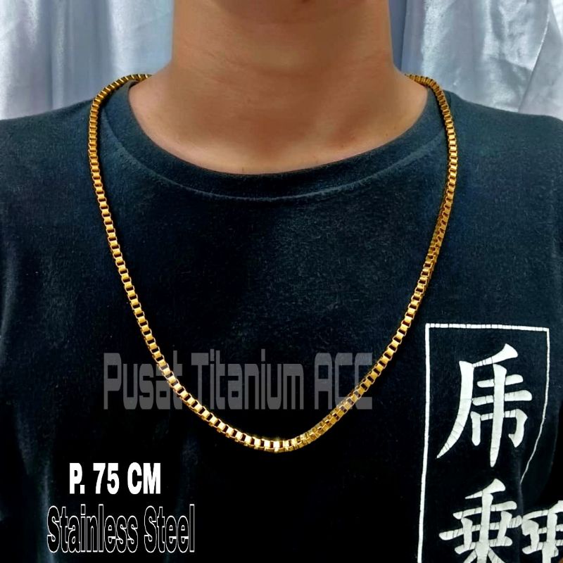 KALUNG COWOK TITANIUM ITALY KACA TRENDY DESAIN SUPER MENAWAN PERHIASAN FASHION KOREA