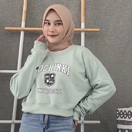 POCHINKI Sweater Kpop Crop Crewneck Sweatshirt Wanita Kekinian Oversize Fashion Outfit Ootd Korean Style Sweter Crewnek Switter Krunek Perempuan Sweeter Viral Remaja Atasan Cewek Premium BB 45-65 PB 50 LD 110 Fleece Tebal Model Terbaru