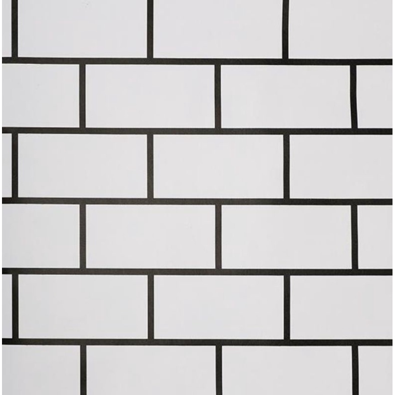 wallpaper/stiker tembok/wallsticker motif bata putih list hitam