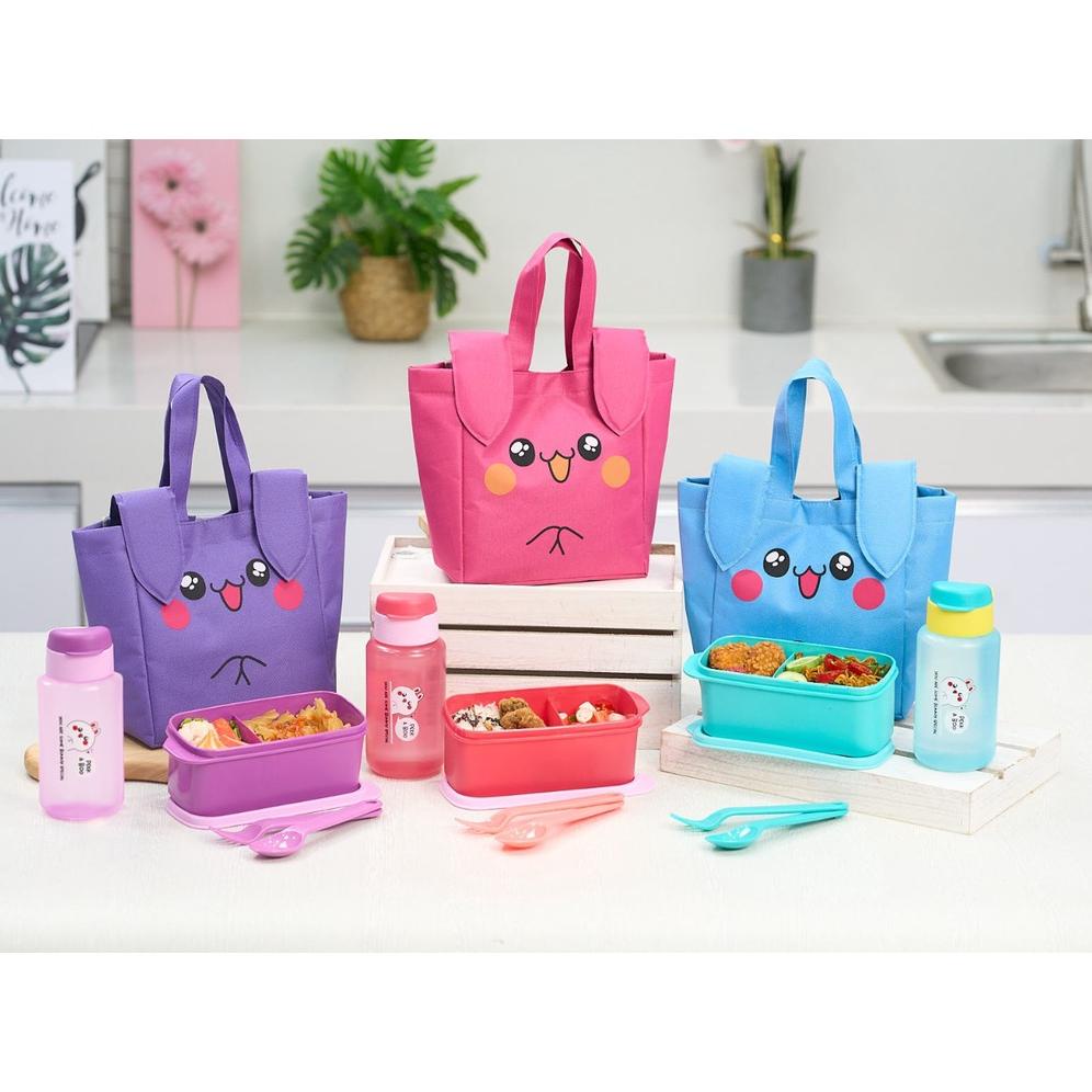 LUNCHBOX SET ANAK KELINCI / KOTAK MAKAN BOTOL SET / TAS BEKAL KUPING KARAKTER LUCU MURAHHHH...,,,,,