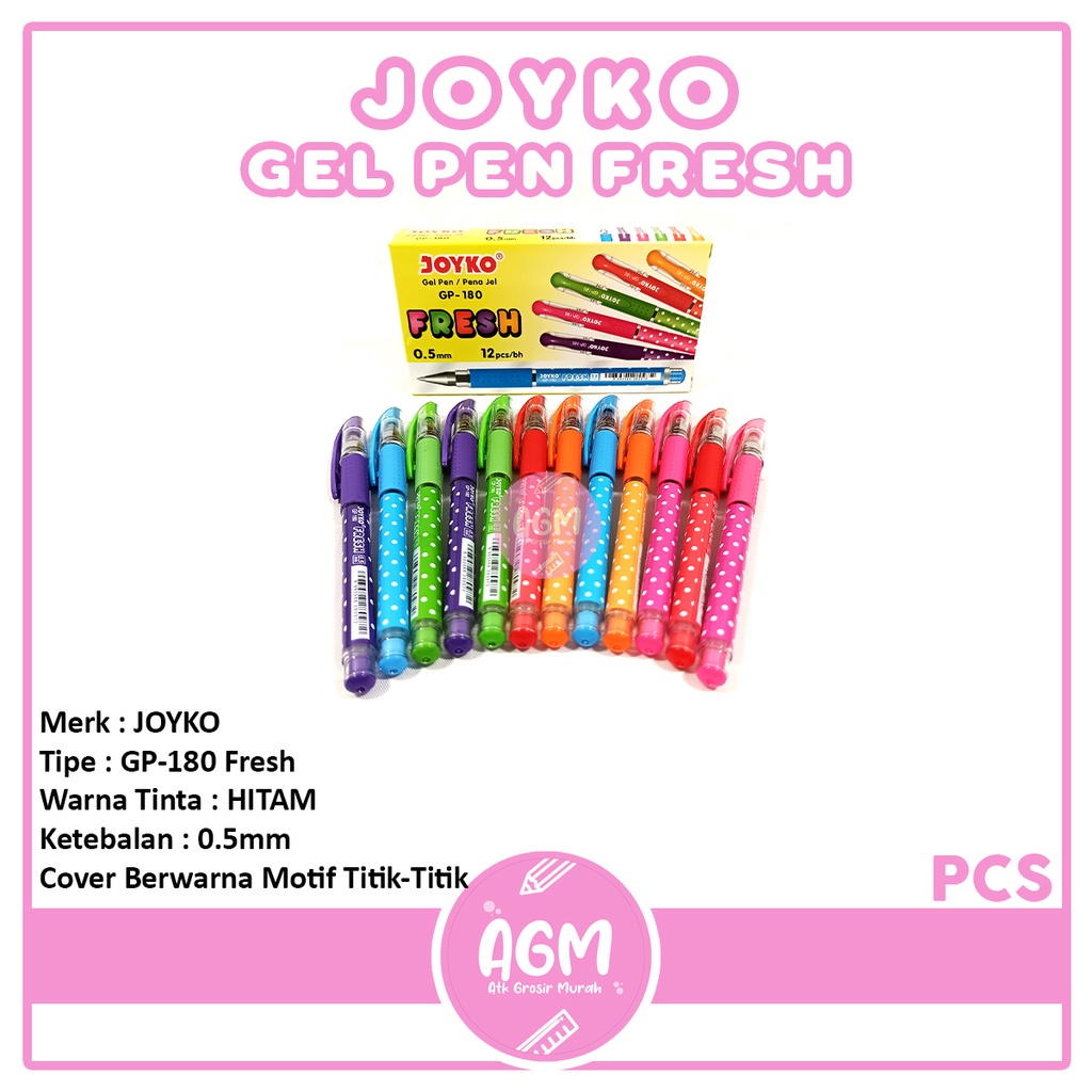 

JOYKO Pulpen Tinta Oil Gel Pen GP-180 Fresh 0.5mm - Pcs