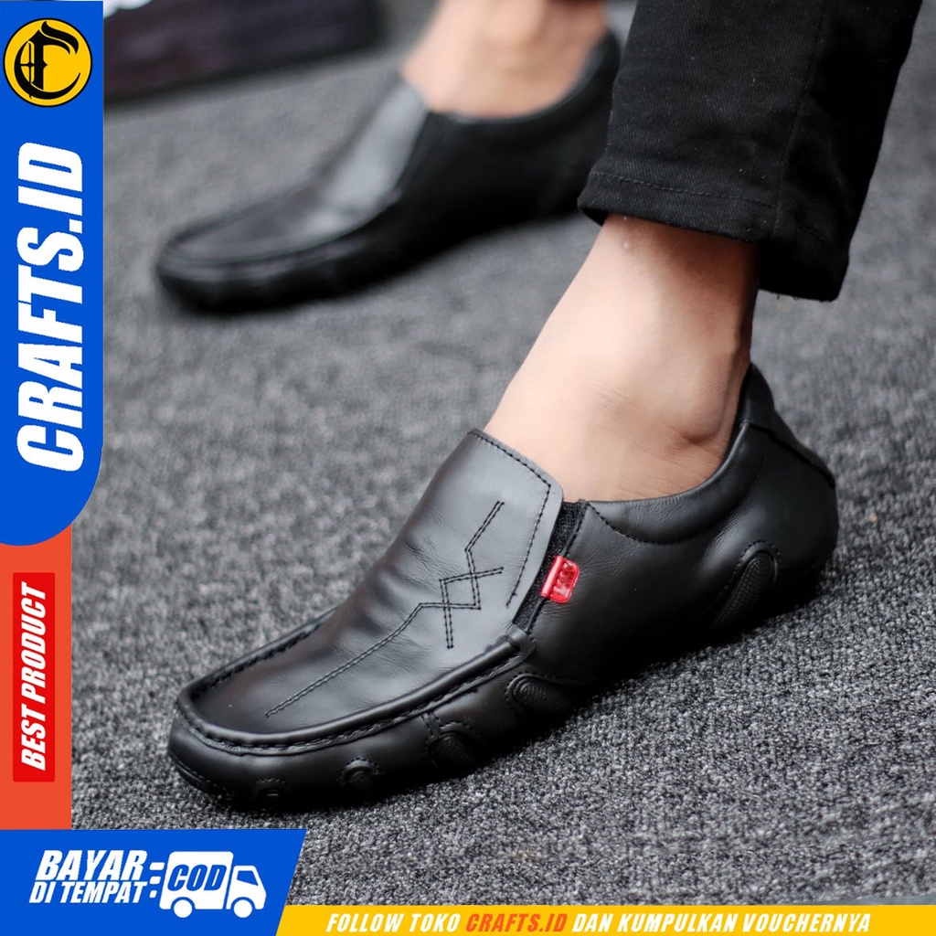 CRAFTS alien - Sepatu Pantofel Formal Kulit Asli Kerja Pria