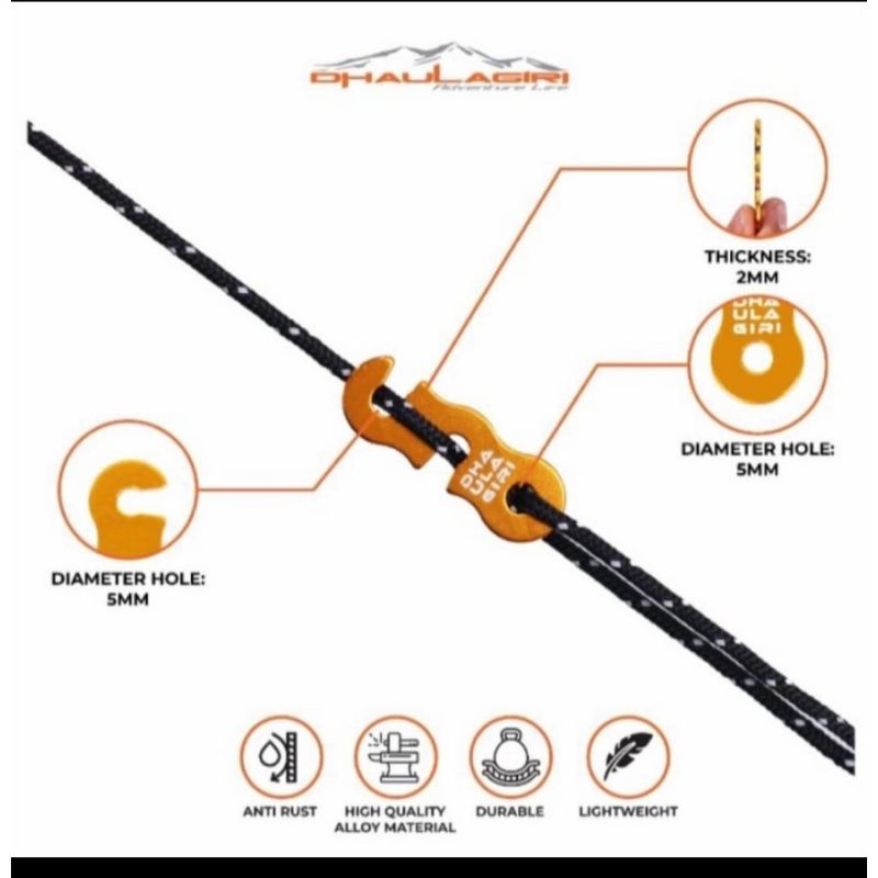 guyline stopper - stopper tali flysheet tenda - stopper tali pancang tenda