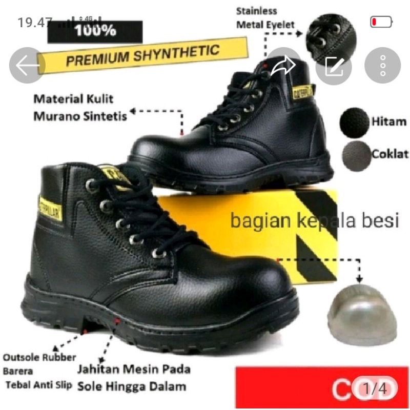 Sepatu safety boots pria sepatu kerja proyek ujung besi sepatu safety cowok