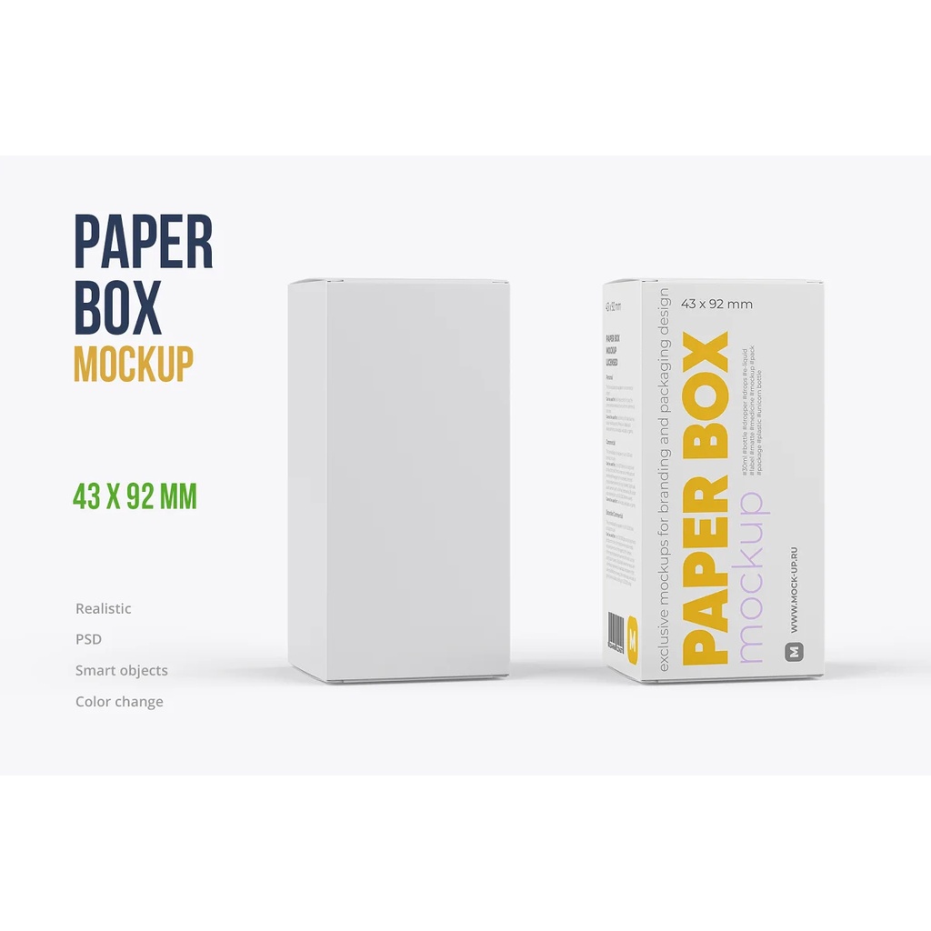 Paper Box Mockup 43x92mm