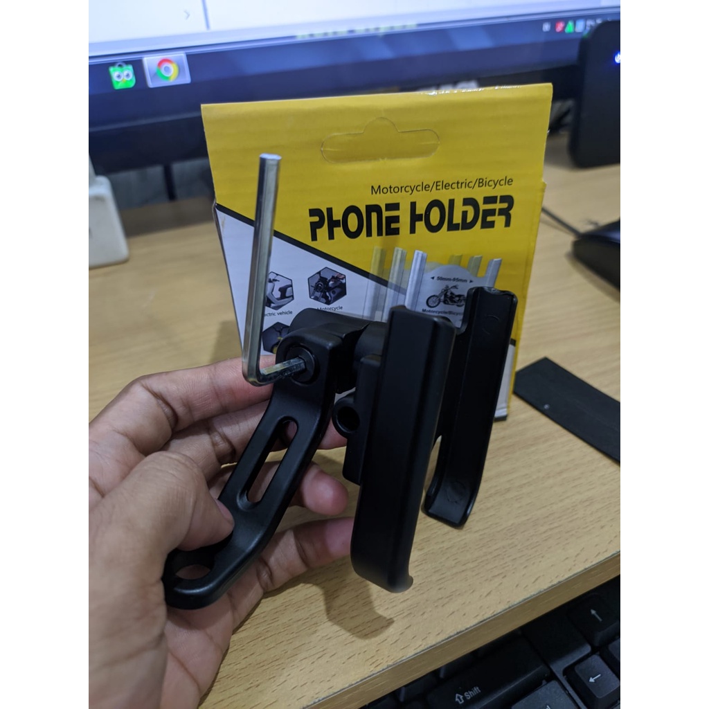 Holder HP Motor Spion Bahan Besi /Full Metal Body C2 Motorcycle Holder