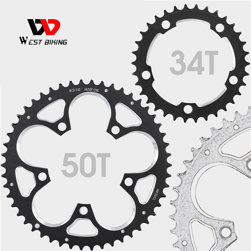 PREORDER WEST BIKING 110BCD Road Bike Chainring Narrow Wide 34T/50T Tooth Bicycle Chainwheel For 8/9/10/11 Speed Crankset Accessories