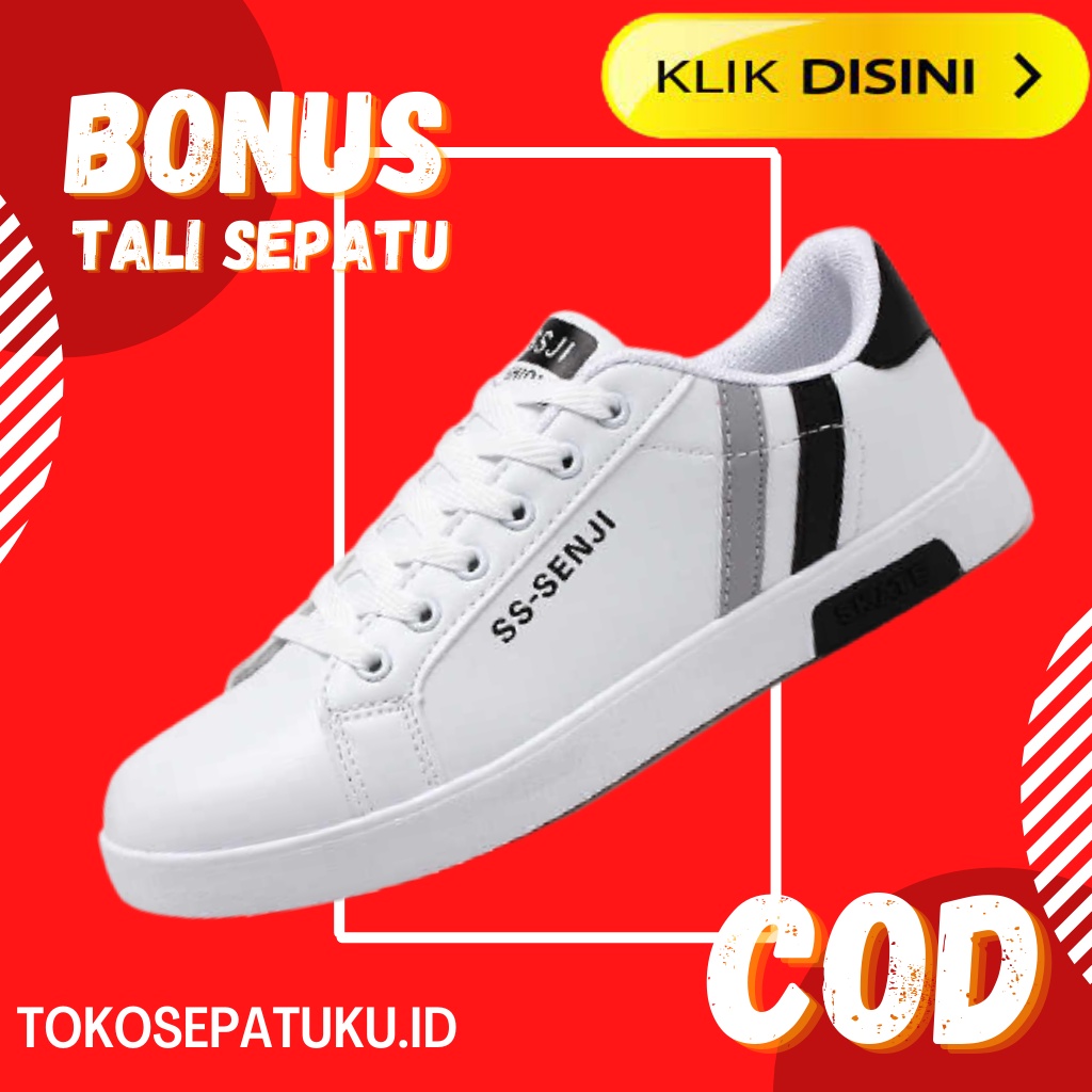 SEPATU KASUAL FASHION PRIA KEREN WARNA HITAM/PUTIH SEPATU LARI PRIA