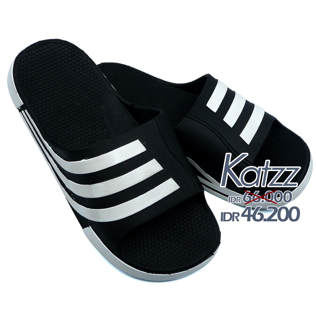 Katzz - Sandal Slip On Anak Tanggung Dewasa / Sandal Pria Warna Hitam Uk 30-43 / Sandal Pria Model T