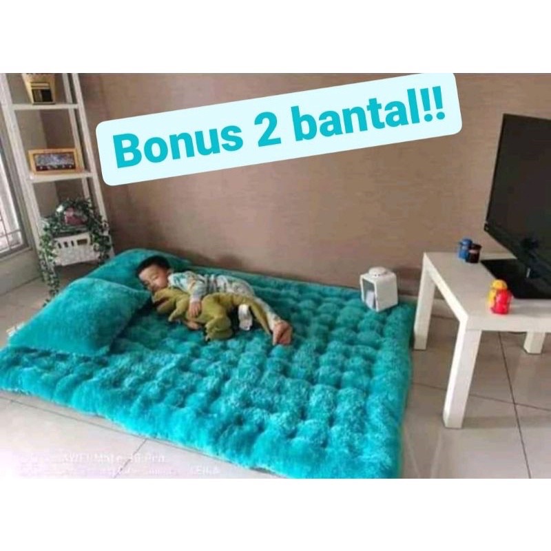 Kasur Bulu Rasfur Empuk Tebal Jumbo Free 2 Bantal Ukuran 160x200 cm