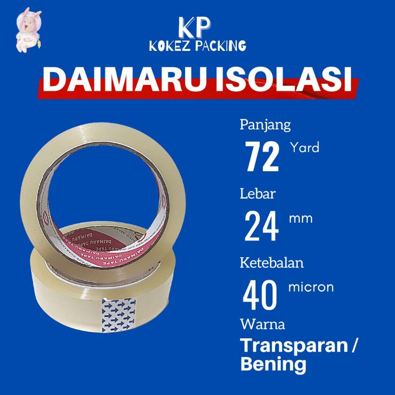 

Solasi / Isolasi / Solatip Bening DAIMARU 1 INCH (24 mm x 72 Yard)