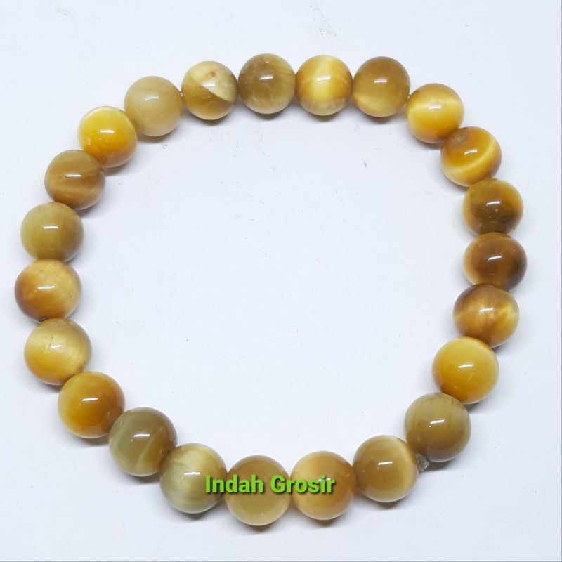 Galang Batu Tiger Eye Madu Tembus Senter 8mm Original