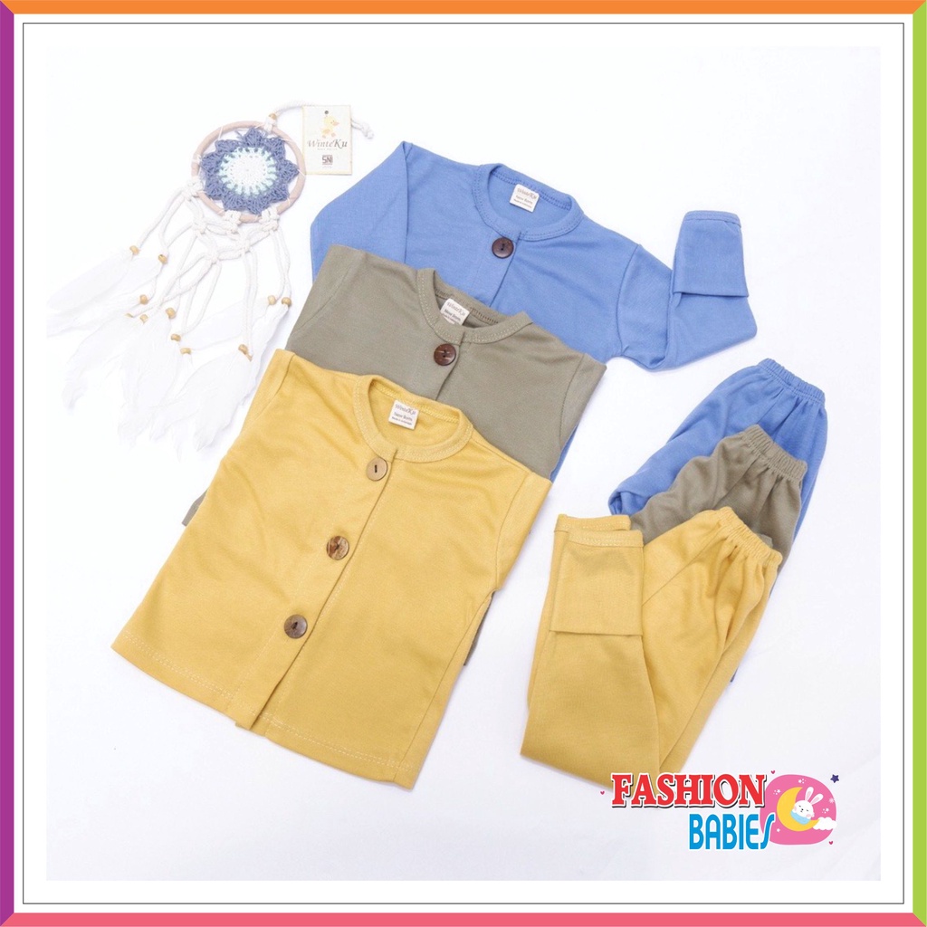 WINTEKU SETELAN BAYI KANCING BASIC POLOS | BASSIC BABY SET BUTTON JUNGLE 0-2 TH