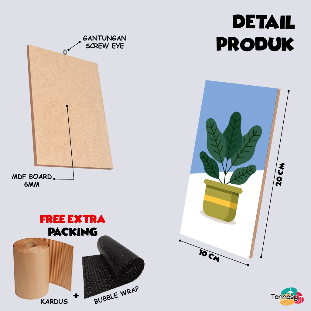 HIASAN DINDING TANAMAN BOTANICAL BUNGA KAKTUS WALL DECOR 10x20CM PAJANGAN KAYU POSTER DEKORASI DINDING KAMAR RUMAH