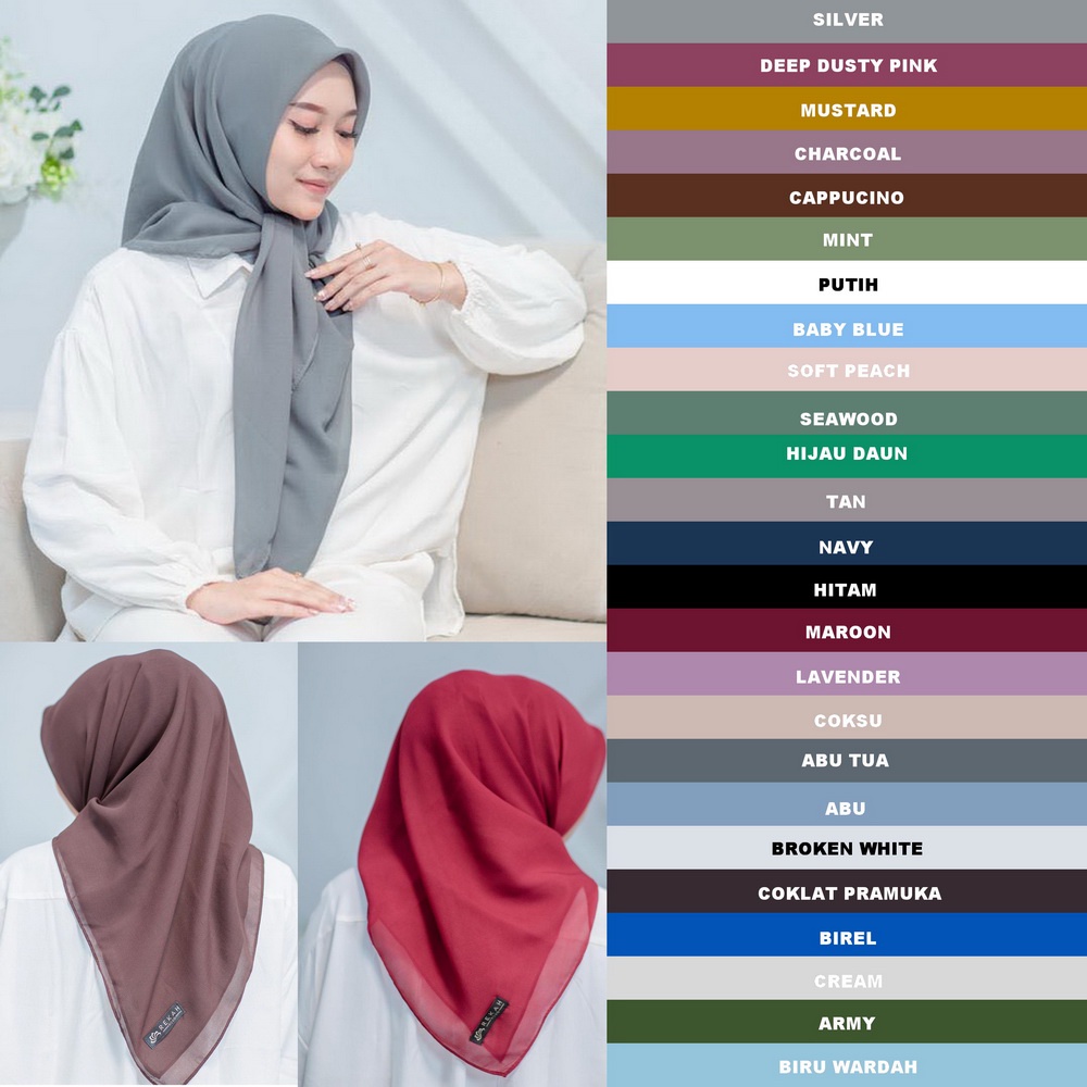 Hijab Segi Empat Polycotton Bella Square Premium Tepi Jahit