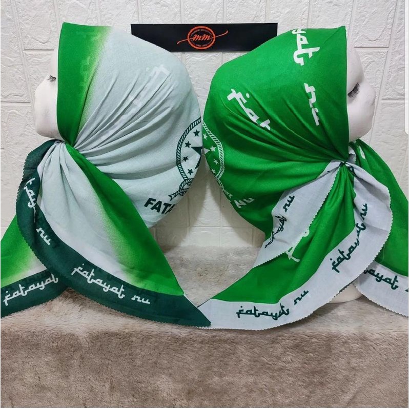 Segi Empat Motif Fatayat Muslimat  NU Hijau Putih Hijabmuslimah