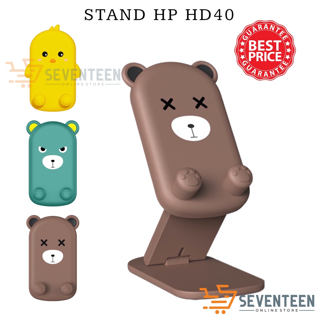 SEVENTEEN STAND HD40 KARAKTER STAND HOLDER HANDPHONE HD40 MOTIF LUCU STAND HOLDER WANITA STAND HP MOTIF BEBEK DUCK BROWN CUTE