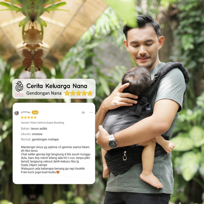 Gendongan Bayi Adjustable SSC Nana Babycarrier Optima Gerimis untuk Newborn - 4 Tahun