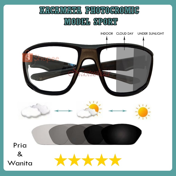 Kacamata Hitam Anti Silau Siang Dan Malam Polarized Photochromic Kaca Mata Berubah Warna Pria Wanita Anti UV400 Sports Sunglasses