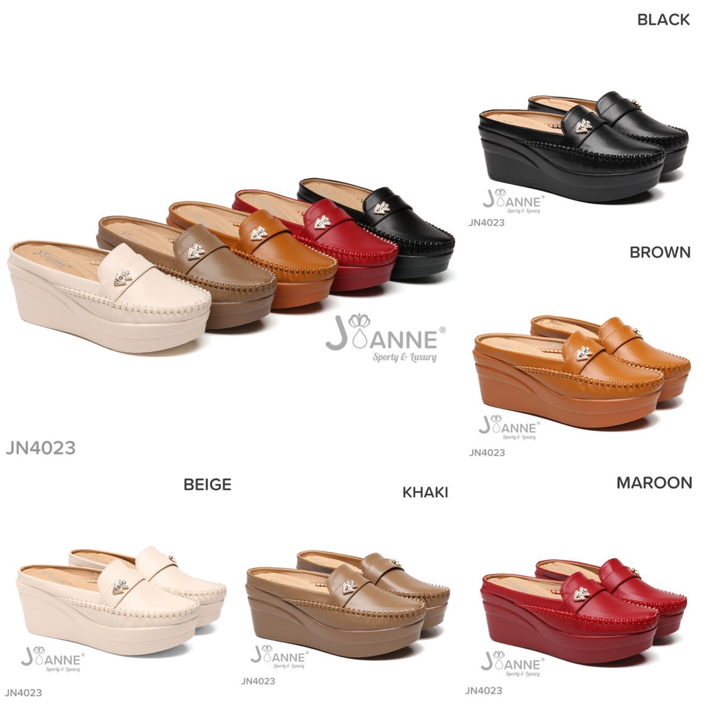 JOANNE Sepatu Wanita Mules High Wedges Shoes #JN4023 ORIGINAL