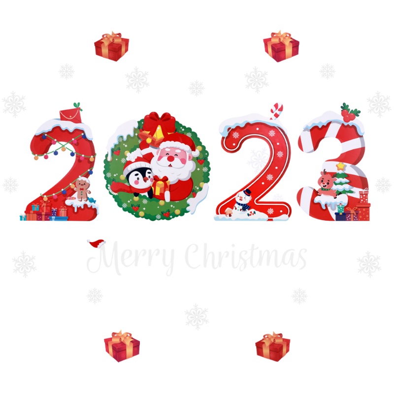 2023 Stiker Dinding / Jendela Desain Merry Christmas Bahan PVC Untuk Dekorasi Rumah