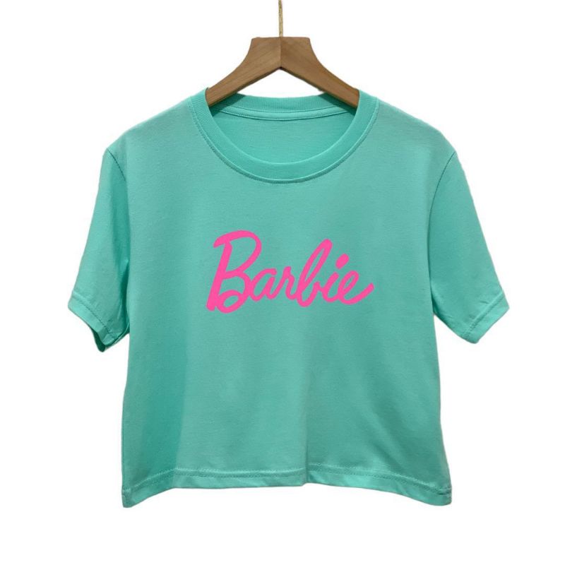 Kaos crop top katun combed 30 motif barbie 002